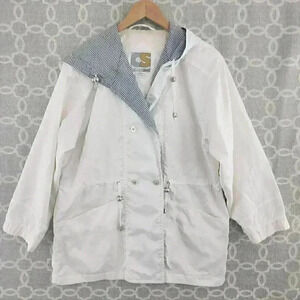 Vintage Current Seen White Hoodie Button Windbreaker Women's M
